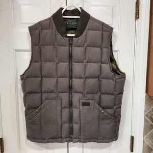 Vintage Down Quilted Vest - Large - Gray